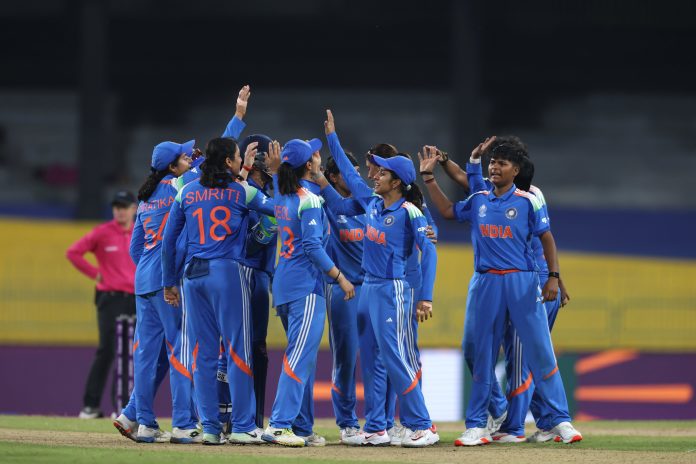 India Women's Cricket Team celebrating their victory over Pakistan
